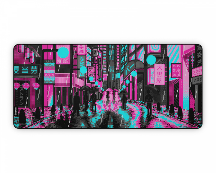 Hystar Retro Tokyo Pink and Teal XXL Mousepad