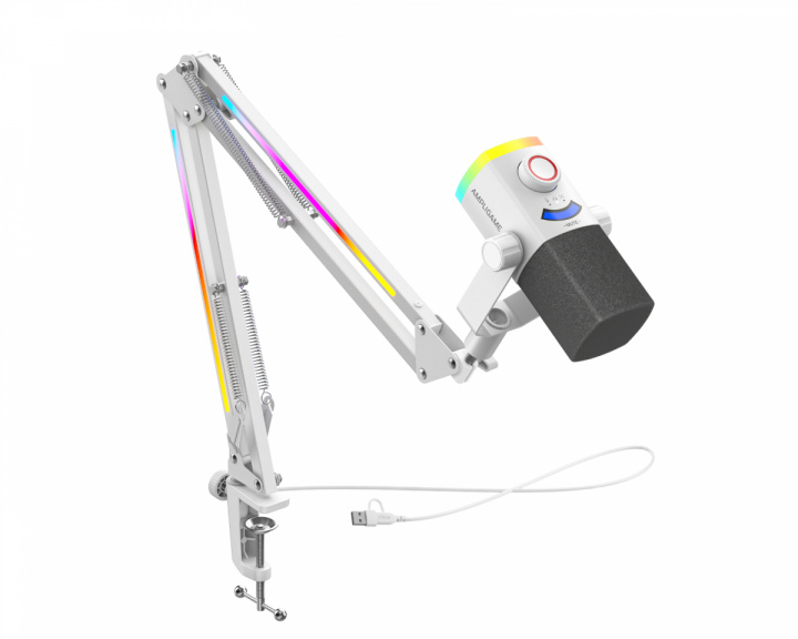  AmpliGame AM8PROT Microphone with Boom Arm - White