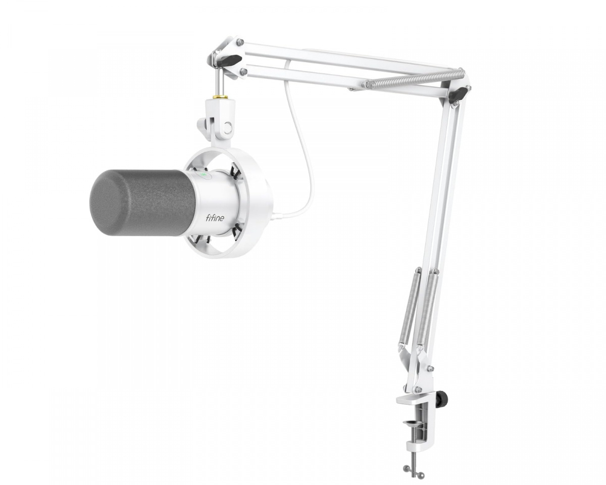 Fifine AmpliTank USB/XLR Dynamic Microphone - White - MaxGaming.com