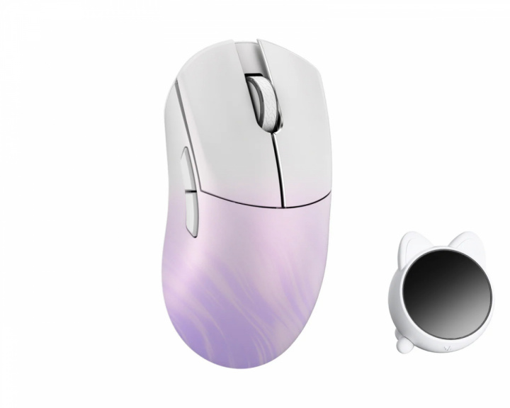  Huan Stainless Magnesium Alloy Wireless Gaming Mouse - White/Purple