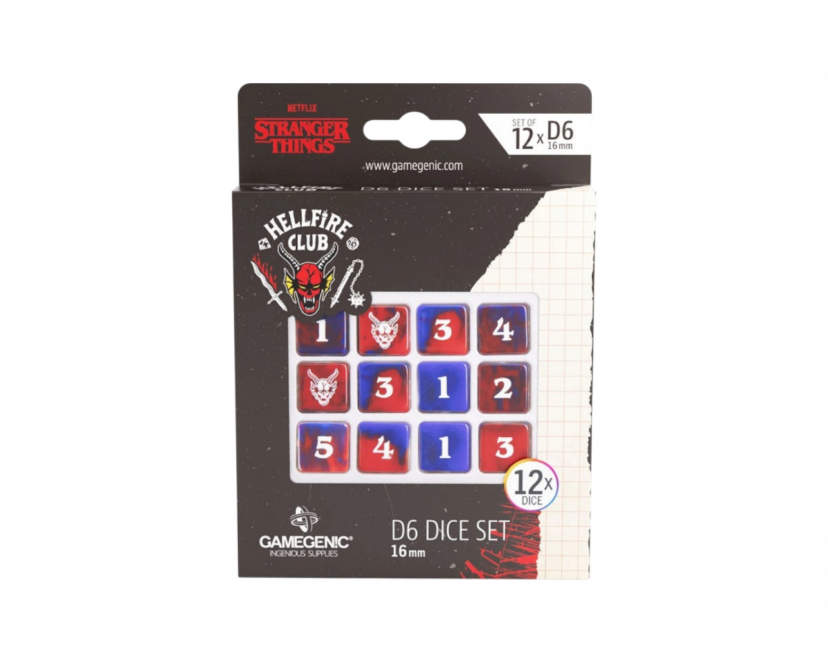 Hellfire Club D6 Dice Set 16mm (12 pcs) - MaxGaming.com