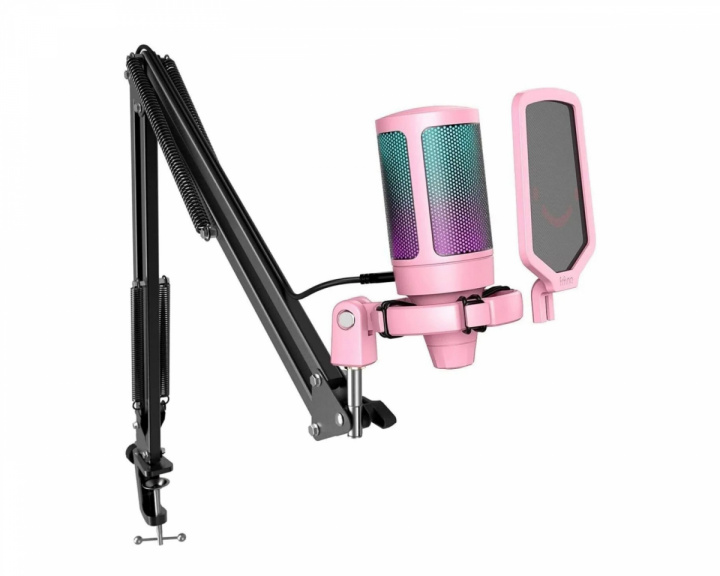  Microphone Bundle A6T AMPLIGAME USB Gaming Microphone RGB - Pink