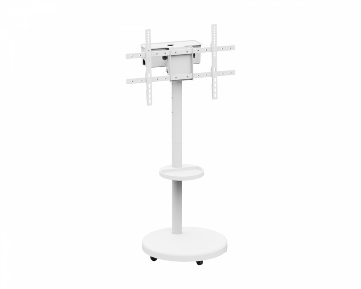  Heavy‑Duty TV Floor Stand with Media Shelf – White