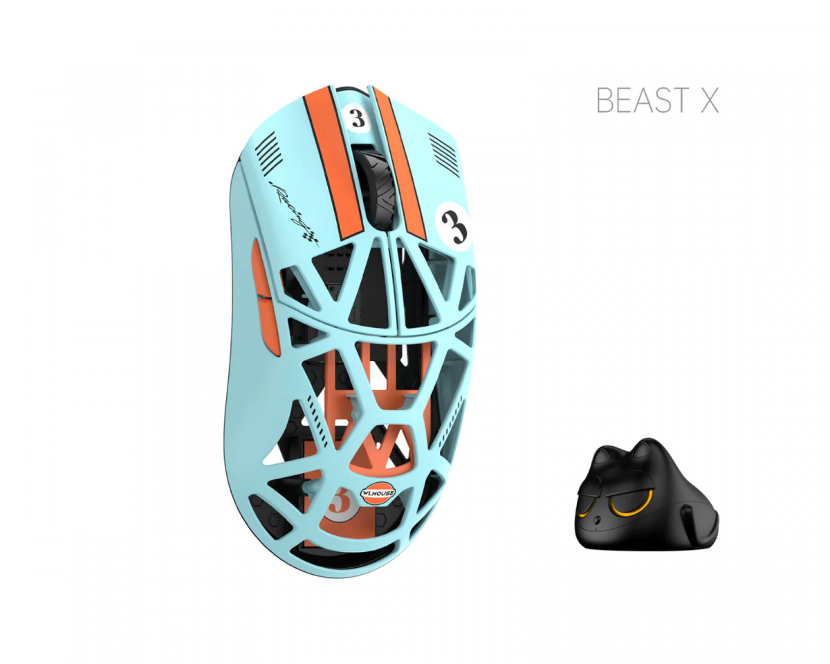 WLMouse Beast X Pro - Blue/Orange [Omron Opticals] - Solid Side