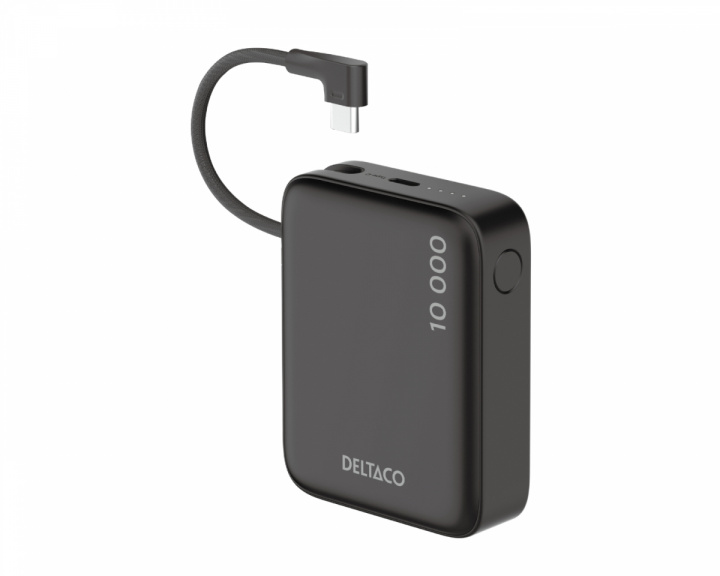  10 000 mAh Power bank , built-in fabric cable - Black