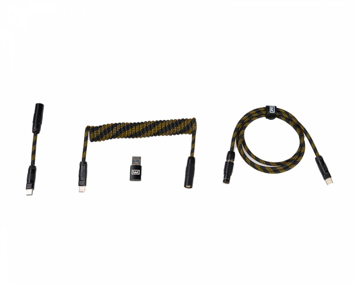 Wooting Detachable USB-C Coiled/Straight Cable Set - Take Control (Black/Yellow) (DEMO)