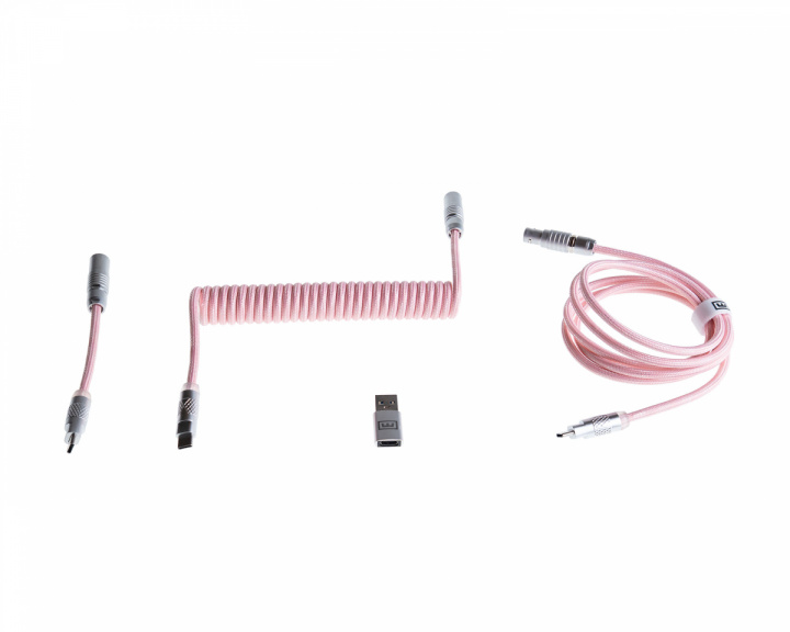 Wooting Detachable USB-C Coiled/Straight Cable Set - Blossom Pink (DEMO)