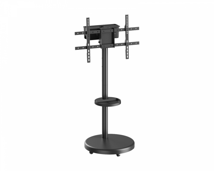 MaxMount Heavy‑Duty TV Floor Stand with Media Shelf – Black (DEMO)
