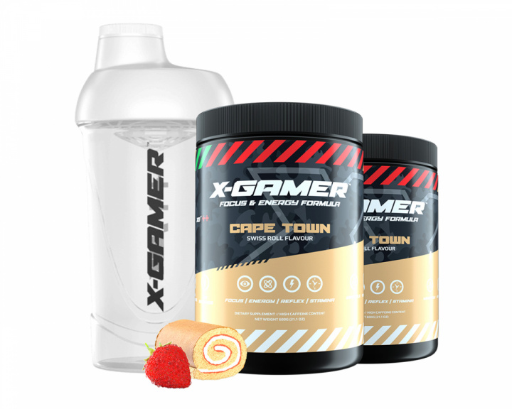 X-Gamer 2 x 600g X-Tubz Cape Town - 60 Servings + Shaker