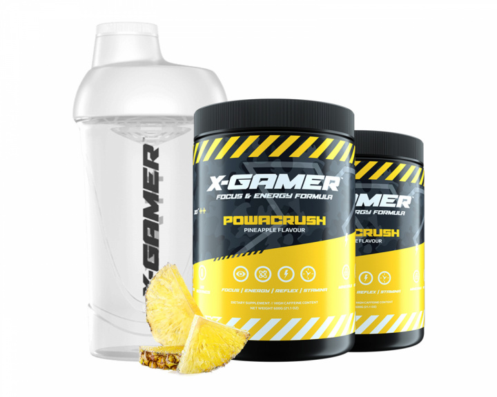 X-Gamer 2 x 600g X-Tubz Powacrush - 60 Servings + Shaker