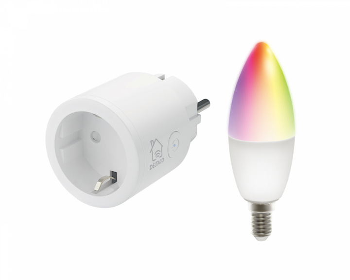 Deltaco Smart Home Smart Plug WiFi + RGB LED Light E14 WiFI 5W
