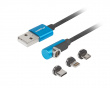 3in1 Premium Magnetic Angled Cable QC 3.0 - Blue