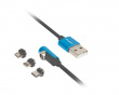 3in1 Premium Magnetic Angled Cable QC 3.0 - Blue