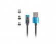 3in1 Premium Magnetic Angled Cable QC 3.0 - Blue