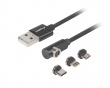 3in1 Premium Magnetic Angled Cable QC 3.0 - Black