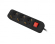 Power Socket Extension 3-sockets 1.5 Meter - Black