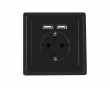 AC Power Socket With 2 USB Ports - Black