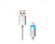 PRATI Charging Cable Micro USB to USB-A 2.0 - Silver LED 1m