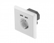 AC Power Socket With 2 USB Ports - White (Schuko Socket)