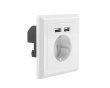 AC Power Socket With 2 USB Ports - White (Schuko Socket)