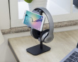 Aluminum Headphone Stand with Tiltable Phone Holder - Black