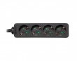 Earthed Power Strip, 4-sockets - Black