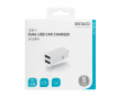 Dual USB Car Charger 12W, 2.4A - White