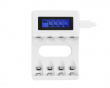 USB Battery charger for 4xAA/AAA Ni-MH/Ni-Cd batteries, incl AA battery - White