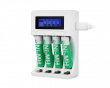 USB Battery charger for 4xAA/AAA Ni-MH/Ni-Cd batteries, incl AAA battery - White