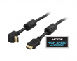 Angled HDMI Kabel High Speed with Ethernet, 4K, Ultra HD in 60Hz - Black - 0.5m