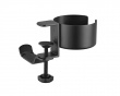 Clamp-On Headphone Holder with Cup Holder - Black