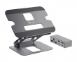 Adjustable Laptop Stand in Aluminum with Dual HDMI 4K USB-C Mini Docking Station