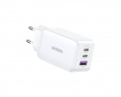 Nexode 65W 3-Port PD GaN Fast Wall Charger - White