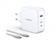 Nexode 140W USB-C PD GaN - 3-Port Wall Charger + USB-C Cable 1.5m - White