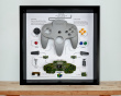 Retro Art Nintendo N64 Controller Display  - Grey