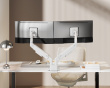 Gas Spring Monitor Arm with USB‑A & USB‑C Ports – Dual Monitors – White