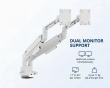 Gas Spring Monitor Arm with USB‑A & USB‑C Ports – Dual Monitors – White