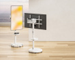 Heavy‑Duty TV Floor Stand with Media Shelf – White