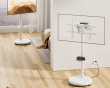 Heavy‑Duty TV Floor Stand with Media Shelf – White