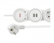 Flexible Power Strip with 4 Outlets, 1.4m, 16A 3500W, 2x USB-A