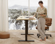 Height Adjustable Standing Desk (1600X700) - Black with Oak table top