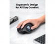 EM01 NL Wireless Ergonomic Trackball Mouse  Black/Gray Ball - Black