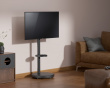 Heavy‑Duty TV Floor Stand with Media Shelf – Black (DEMO)